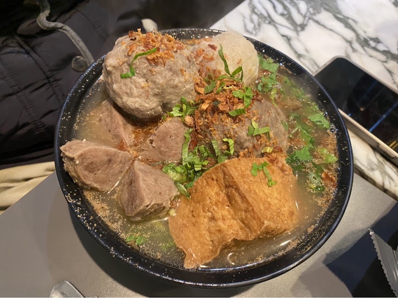 Close up of Bakso meatballs