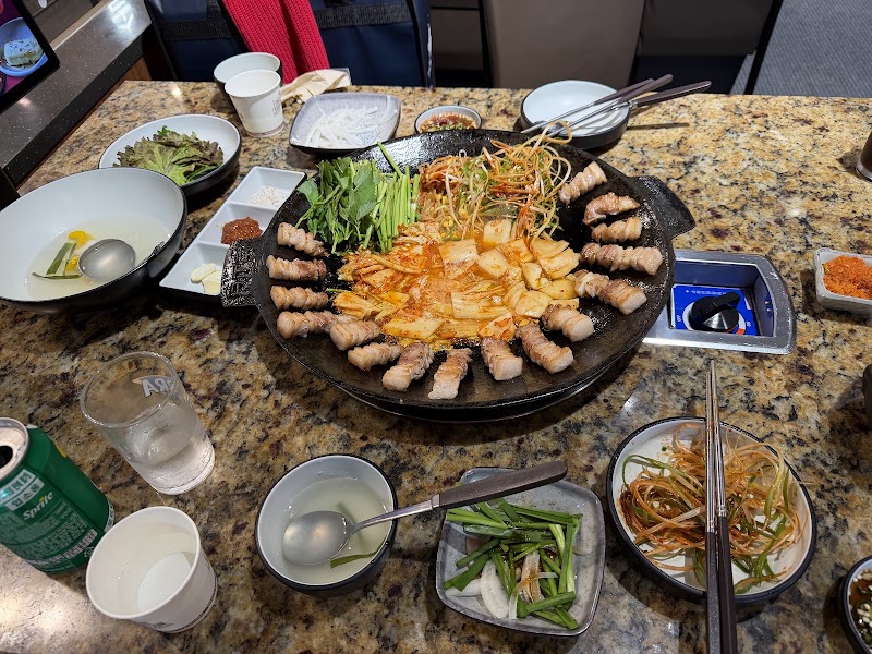 BBQ setup with kimchi