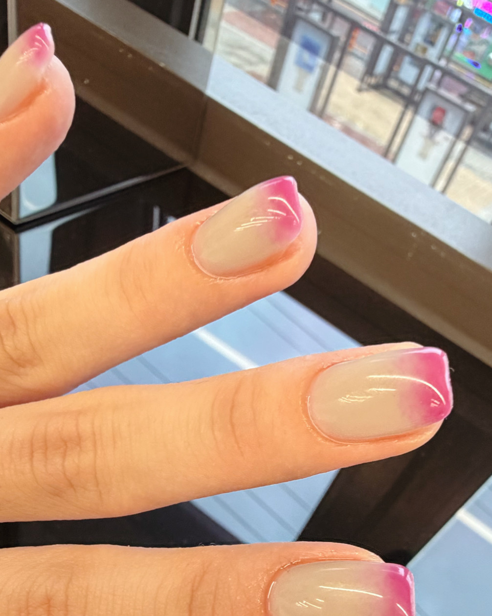 Clear base with vibrant pink gradient tips