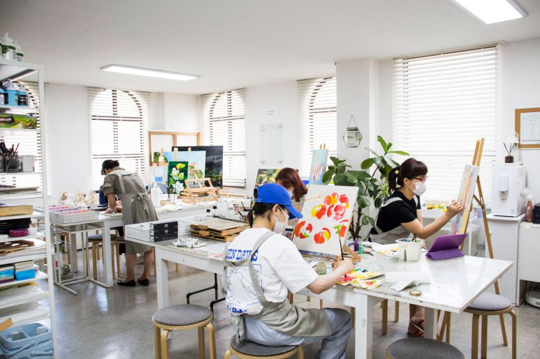 Bright spacious studio workshop view