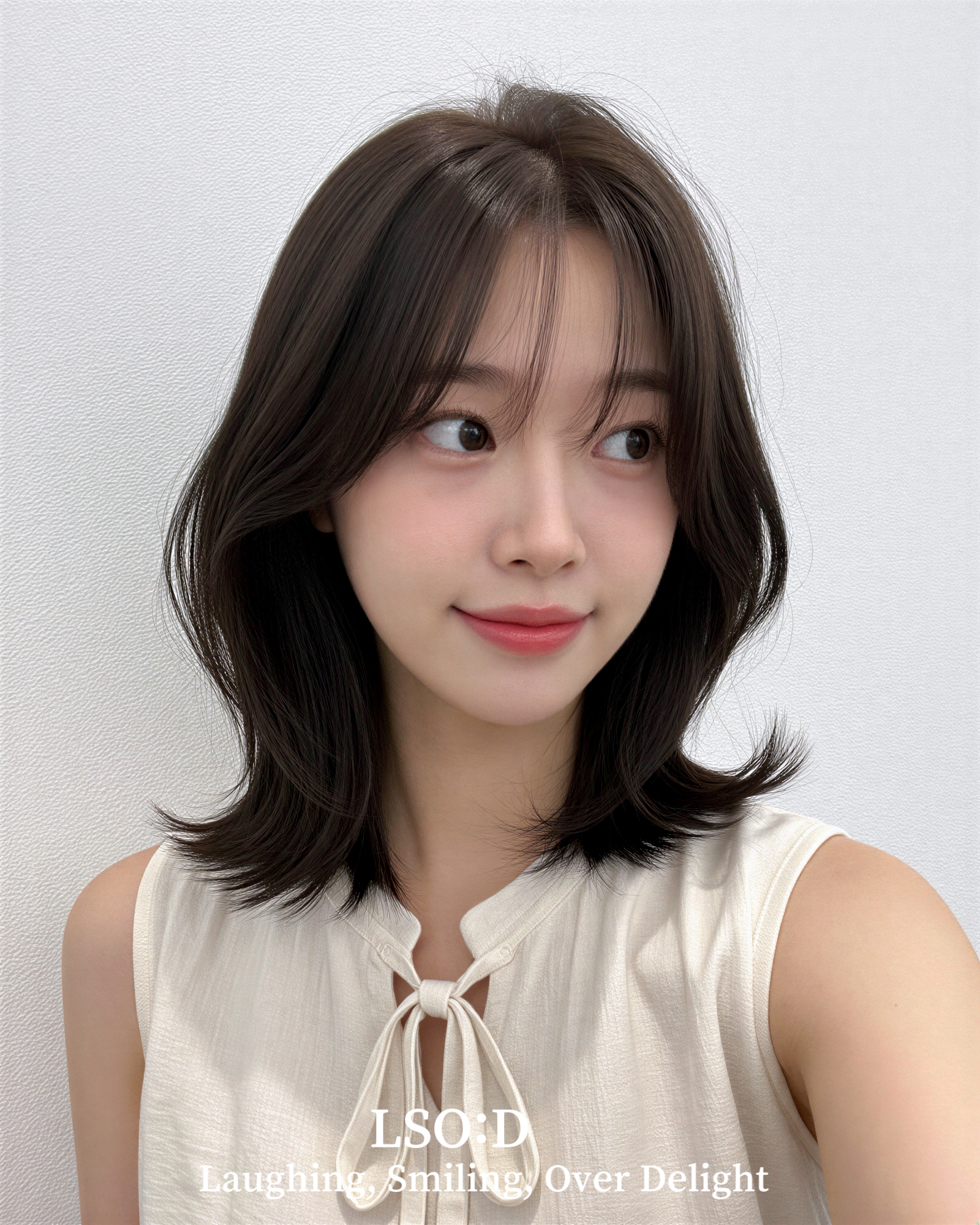 Shoulder length curtain bangs