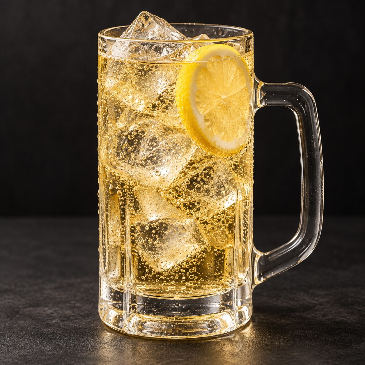 Chilled highball beverage served in glassware
