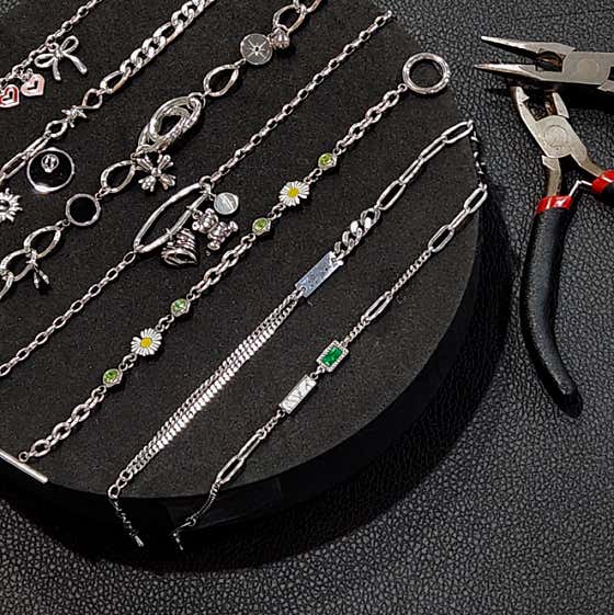 Silver bracelets display