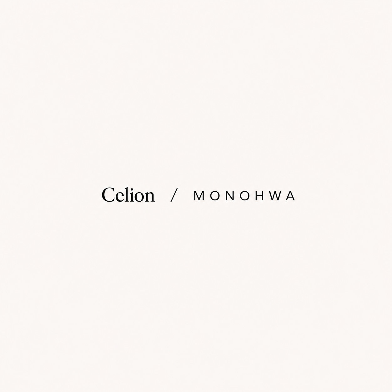 Minimalist logo graphic for Celion Monohwa on a clean off-white background.
