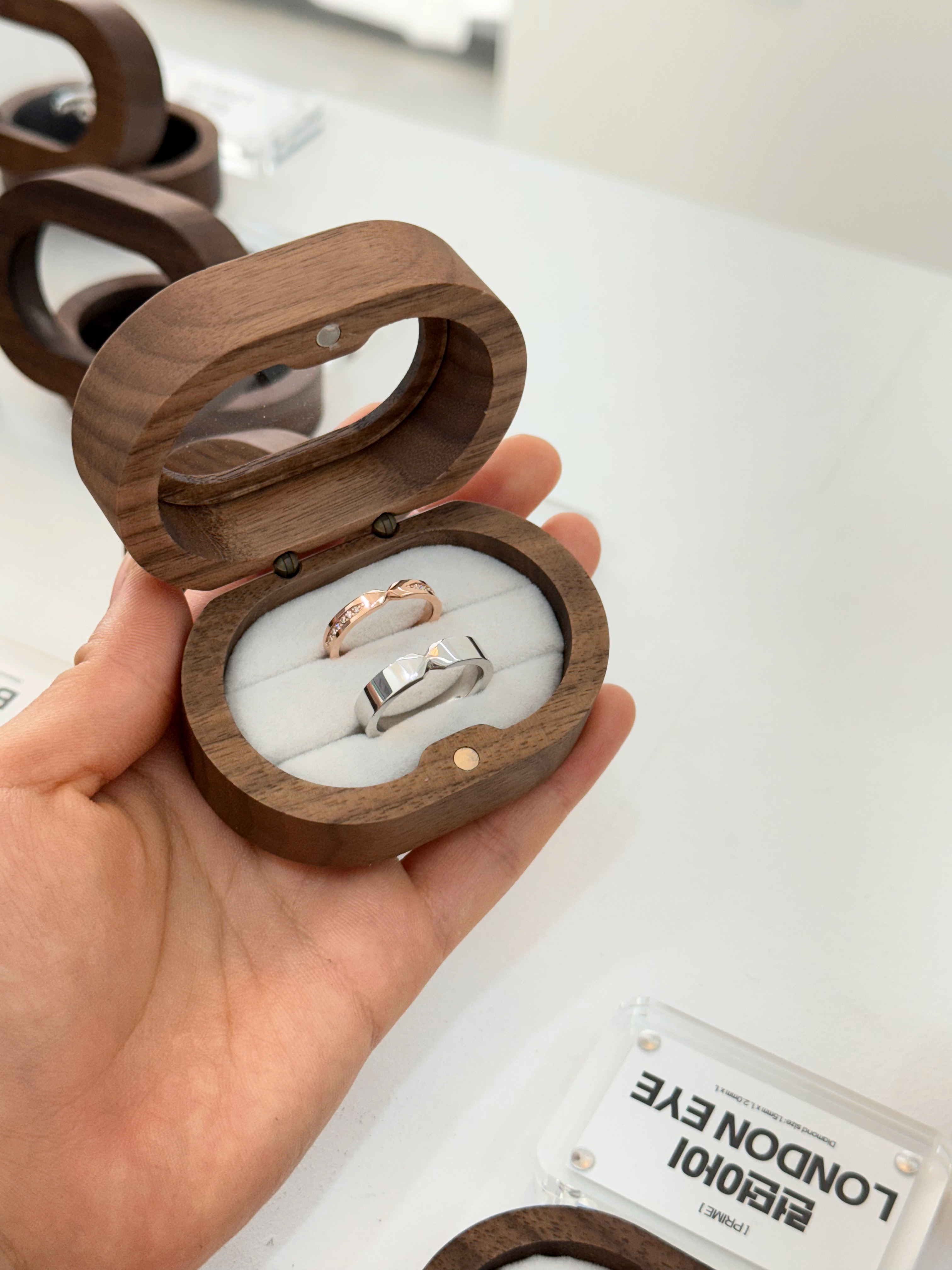 Wooden ring box display