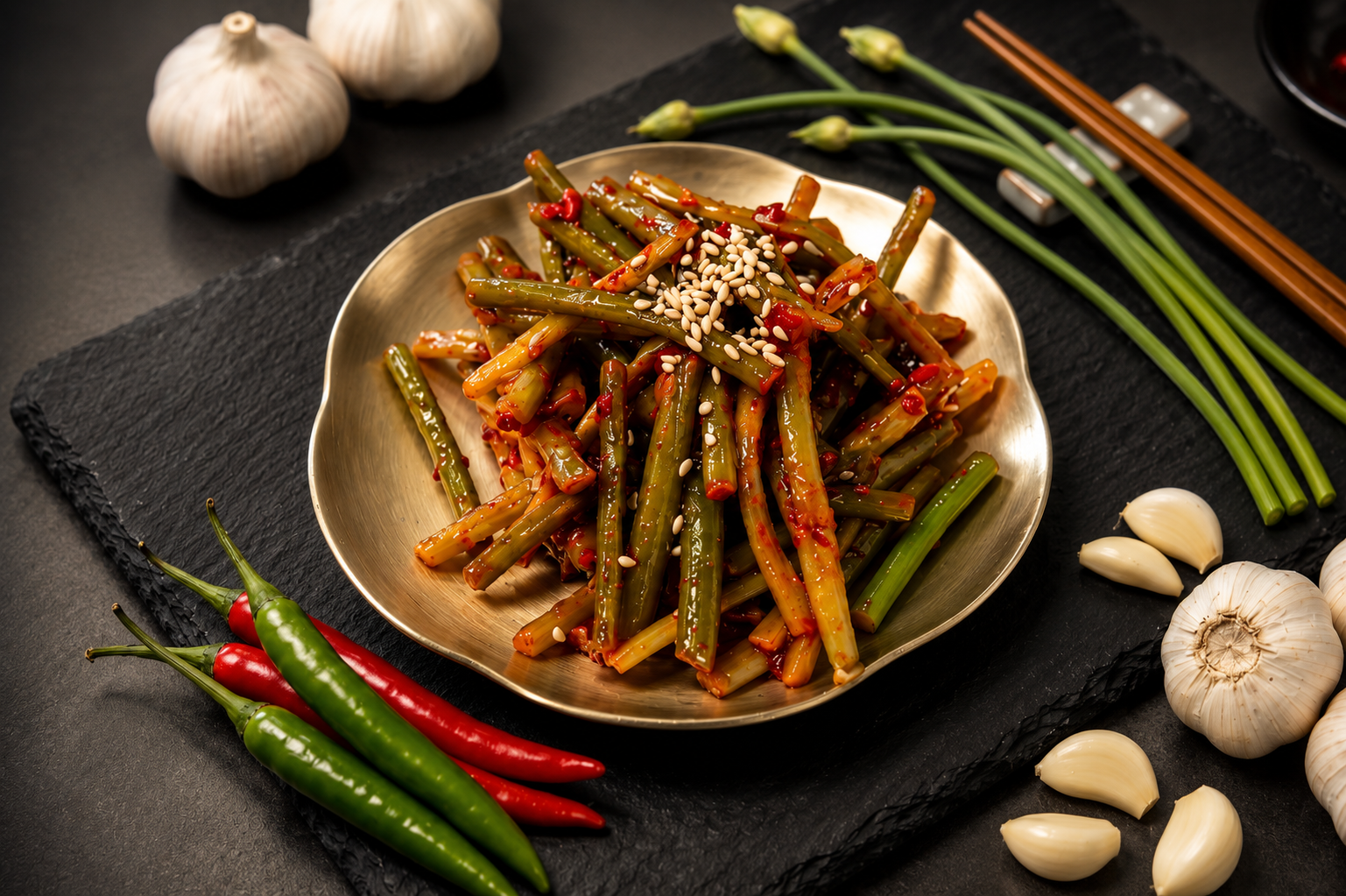 Spicy Seasoned Garlic Stems Banchan