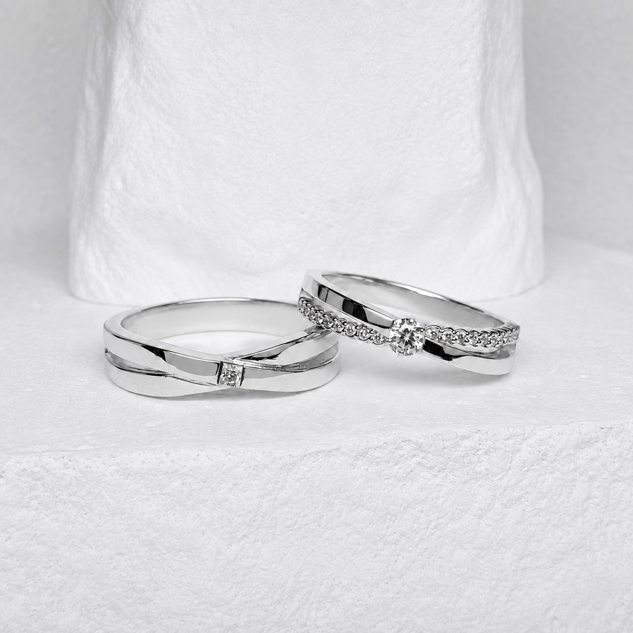 Silver rings with a braided design