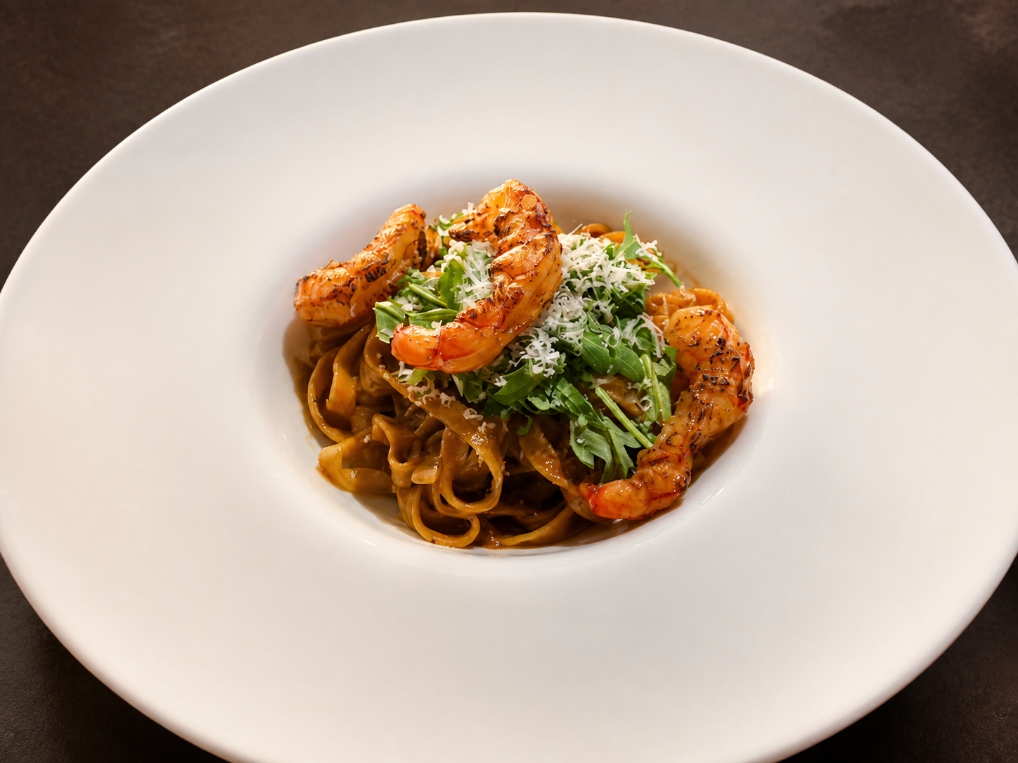Hand-rolled pasta with prawns and greens at KKIK Seoul