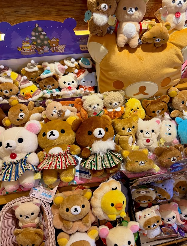 A dense collection of Rilakkuma plush characters
