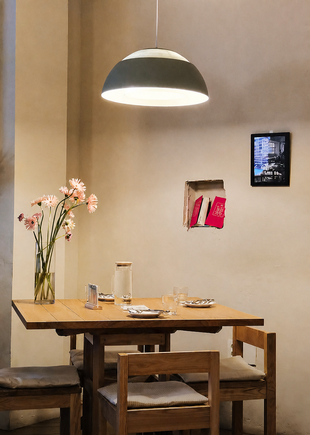 A warm, quiet dining room at Jade & Water Oksu