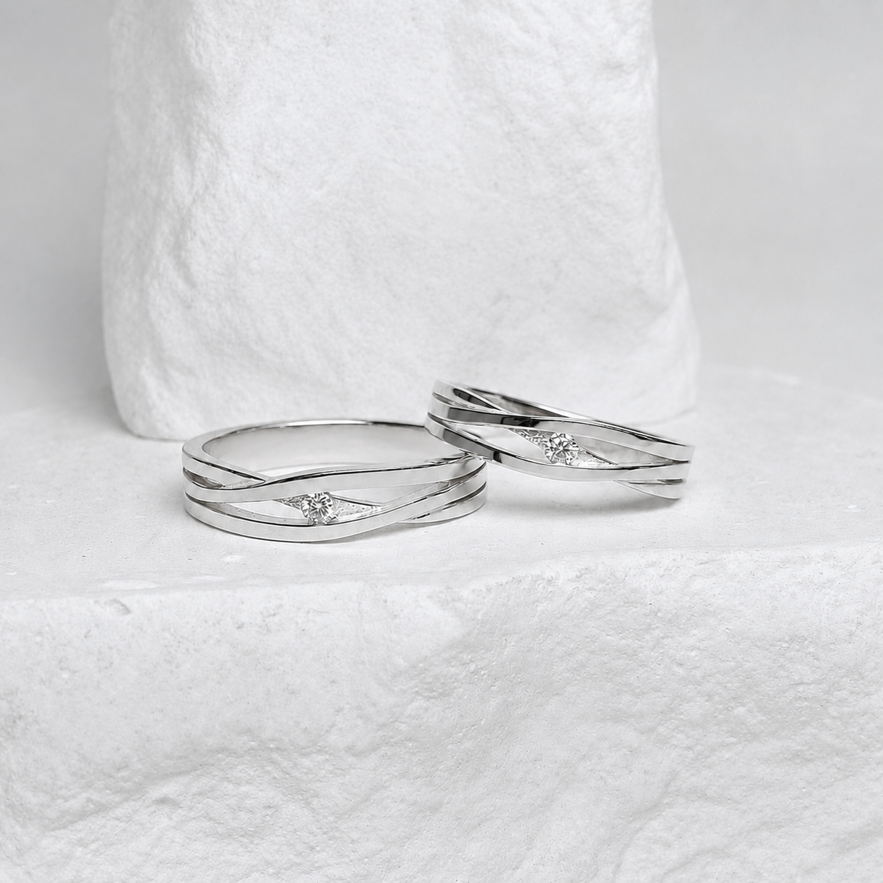 Silver rings with delicate stone details