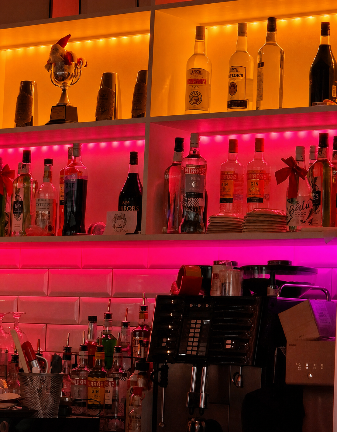 B-Lab Hongdae back bar shelves and bottles